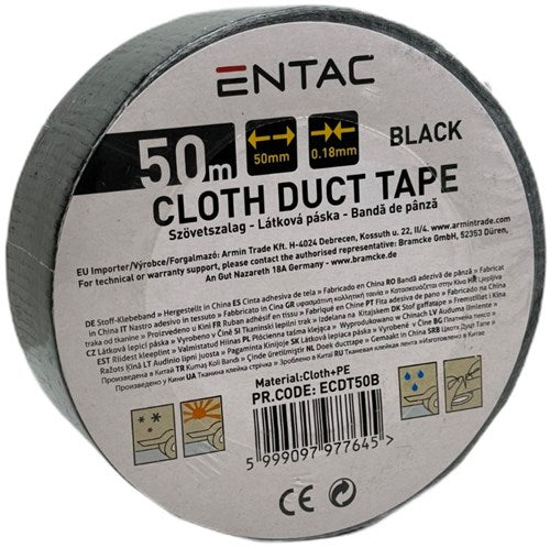 Afbeelding laden in galerijviewer, Enzo entac reparatietape 50mm rol 50m zwart - 4139544