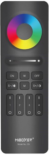 Load image into Gallery viewer, Enzo rgb-cct afstandsbediening | 2.4g | 4-zones | mat zwart design | miboxer mi-light 2.0 | c5 | excl. 2 x aaa batterij - led0229