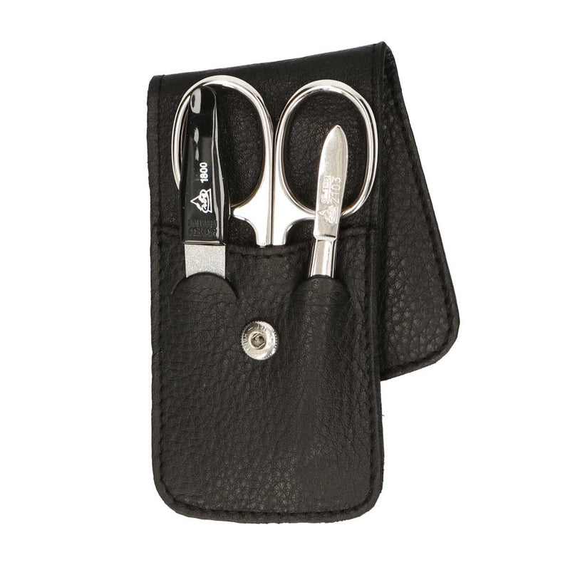 Load image into Gallery viewer, Erbe solingen 3-delige manicure etui met drukknoopsluiting zwart (erbe9018)