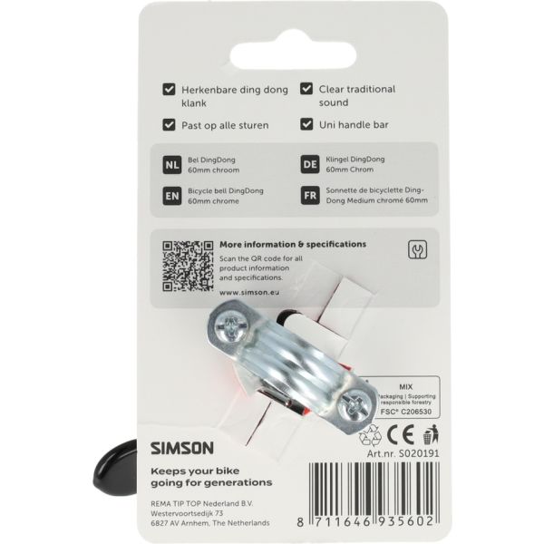Load image into Gallery viewer, Simson bel dingdong medium chroom 60mm