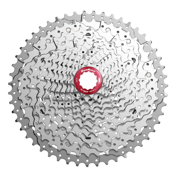 Load image into Gallery viewer, SunRace csmx8 cassette 11 speed 11-42 tands zilver in box