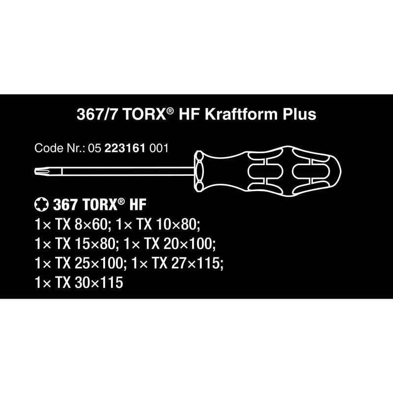 Load image into Gallery viewer, Wera 367 7 torx hf-schroevendraaierset kraftform plus + rek (zwart groen, 7-delig)