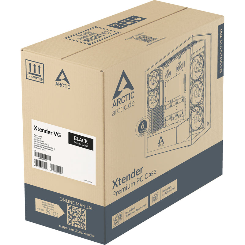Load image into Gallery viewer, Arctic xtender vg midi tower behuizing (zwart | 2x usb-a | 1x usb-c | rgb | tempered glass)
