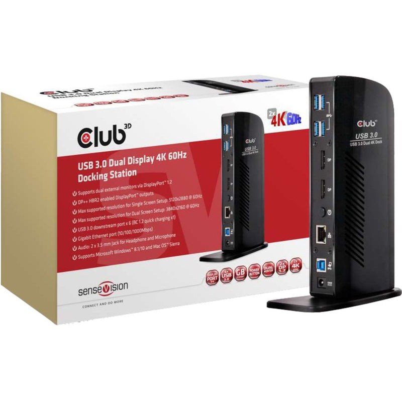 Load image into Gallery viewer, Club 3d usb 3.0 dual display 4k60hz docking station (zwart)
