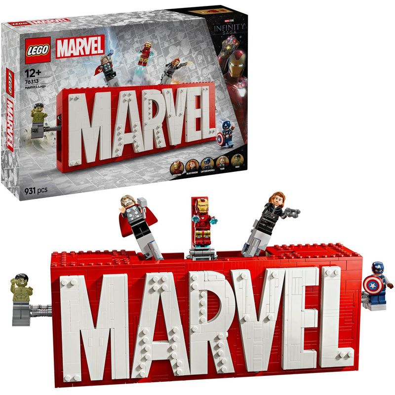 Load image into Gallery viewer, Lego super heroes 76313 marvel logo en minifiguren