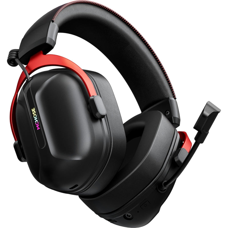 Afbeelding laden in galerijviewer, Mchose s9 pro wireless over-ear gaming headset (zwart rood, pc laptop playstation switch smartphone, 2.4g bluetooth wired type-c )