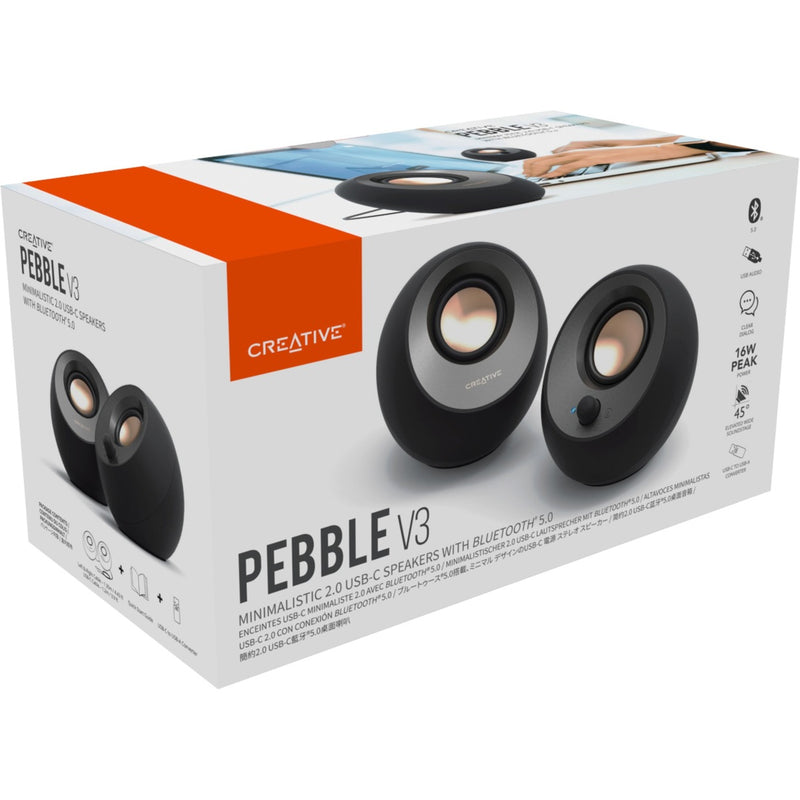 Load image into Gallery viewer, Creative pebble v3 pc-luidspreker (zwart, bluetooth, usb-c, aux)