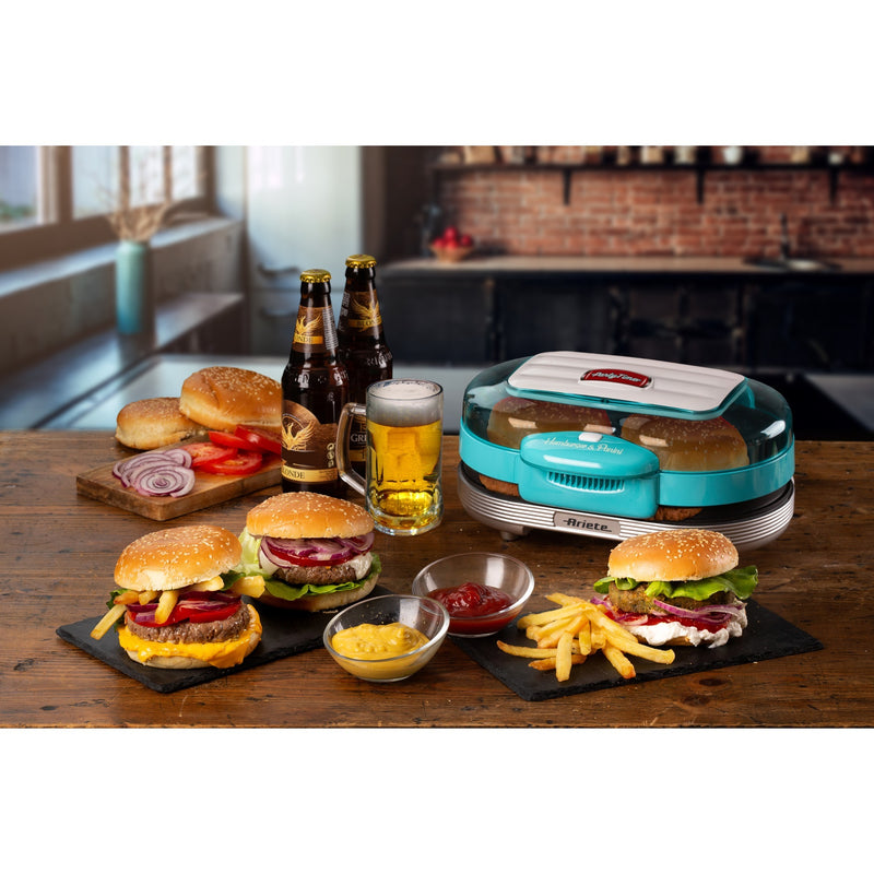 Load image into Gallery viewer, Ariete party time hamburger maker 0205 01 elektrische bakplaat (lichtblauw wit)