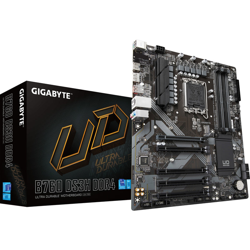 Load image into Gallery viewer, Gigabyte b760 ds3h ddr4 socket 1700 moederbord (zwart grijs, raid, gb-lan, sound, atx)