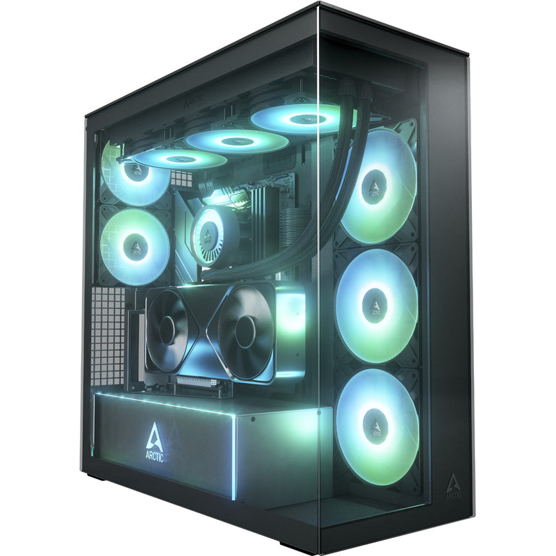 Load image into Gallery viewer, Arctic xtender vg midi tower behuizing (zwart | 2x usb-a | 1x usb-c | rgb | tempered glass)
