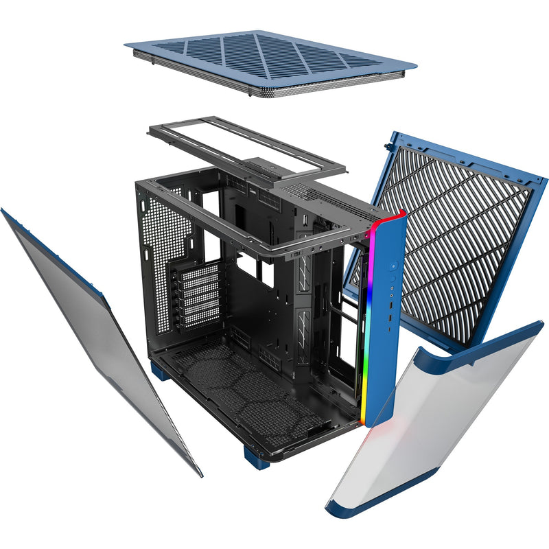 Load image into Gallery viewer, Montech king 95 midi tower behuizing (blauw | 2x usb-a | 1x usb-c | rgb | tempered glass)