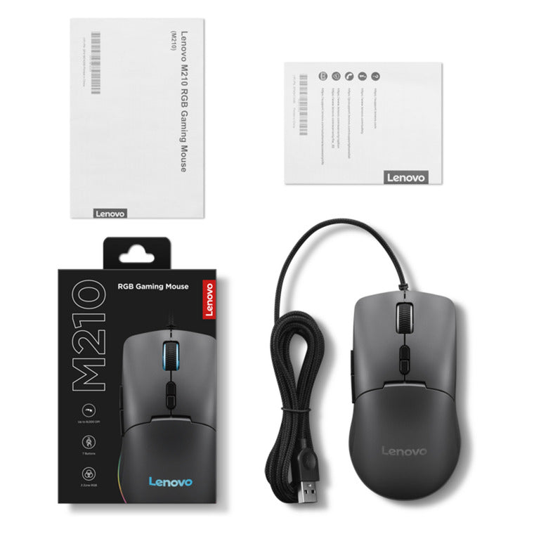 Afbeelding laden in galerijviewer, Lenovo m210 rgb-gamingmuis (zwart, 8000 dpi, rgb)