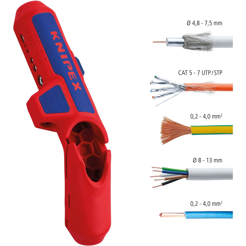 Load image into Gallery viewer, Knipex ergostrip universeel kabelstrip- ontmantelingsgereedschap (rood blauw)