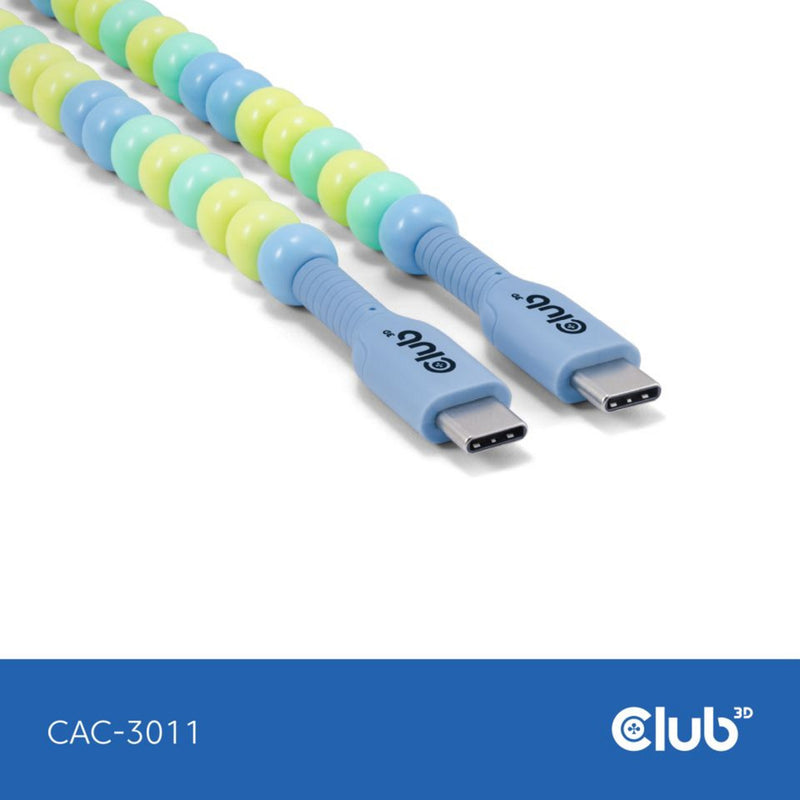 Afbeelding laden in galerijviewer, Club 3d usb-c beaded cable blue, 2 meter kabel (blauw)