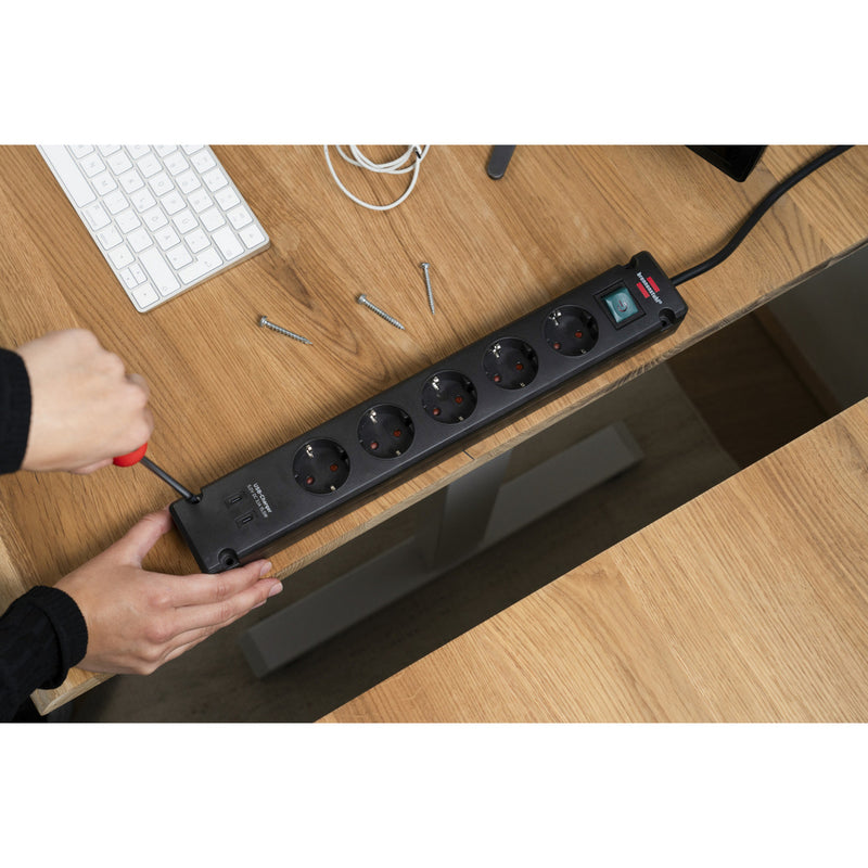 Load image into Gallery viewer, Brennenstuhl bremounta stekkerdoos 5-voudig met 2 usb c-laadcontactdozen stekkerdoos (zwart, 2x usb c)
