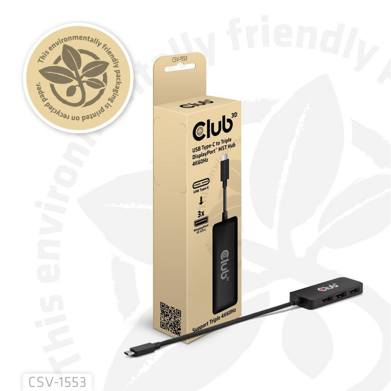 Afbeelding laden in galerijviewer, Club 3d usb-c naar triple displayport mst hub (zwart, 4k60hz)