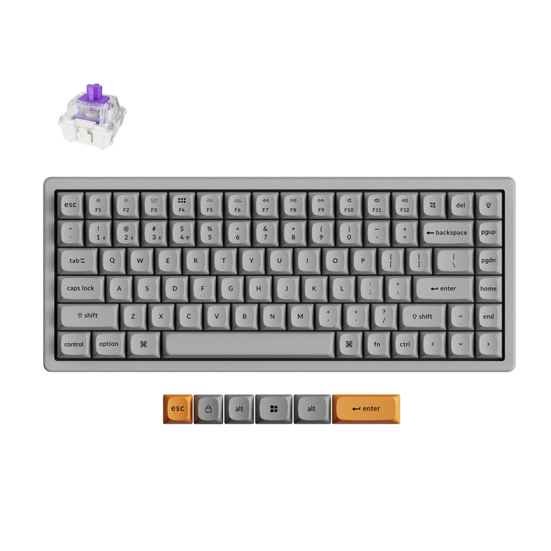 Afbeelding laden in galerijviewer, Keychron k2 he-f1c concrete edition rgb mechanisch toetsenbord (zwart, us lay-out (qwerty), gateron double-rail magnetic nebula, 75%, rgb leds, osa double-shot pbt, hot swap, 2.4ghz | bluetooth 5.2 | usb-c)