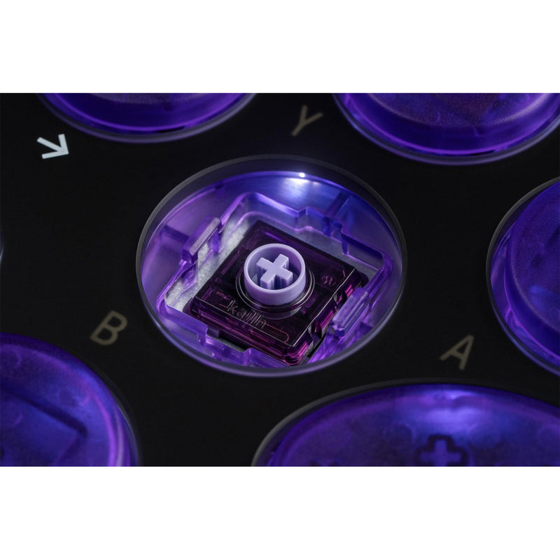 Afbeelding laden in galerijviewer, 8bitdo arcade controller - transparent purple signature edition (paars transparant, 2.4 ghz bluetooth usb, nintendo switch 1 + 2, pc)