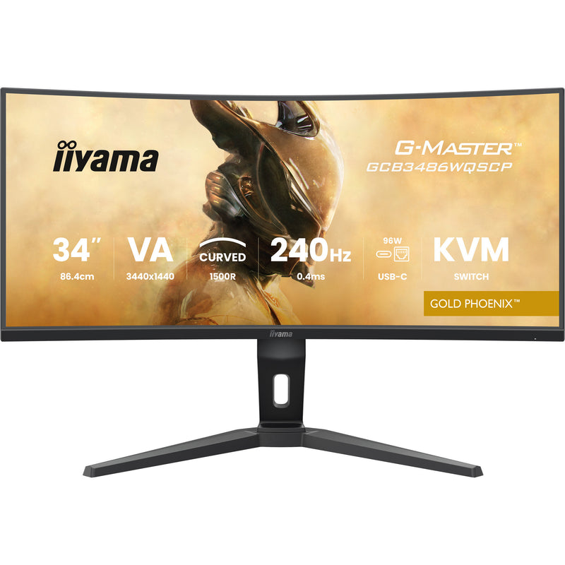 Load image into Gallery viewer, Iiyama g-master gold phoenix gcb3486wqscp-b1 34 curved ultrawide gaming monitor (zwart, 2x hdmi, displayport, 2x usb-a, 2x usb-c, rj-45, 240 hz)