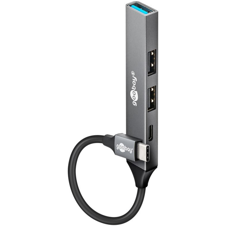 Load image into Gallery viewer, Goobay slanke usb-hub met 4 poorten, usb-c naar usb-c usb-a, 5 gbit s (lichtgrijs)