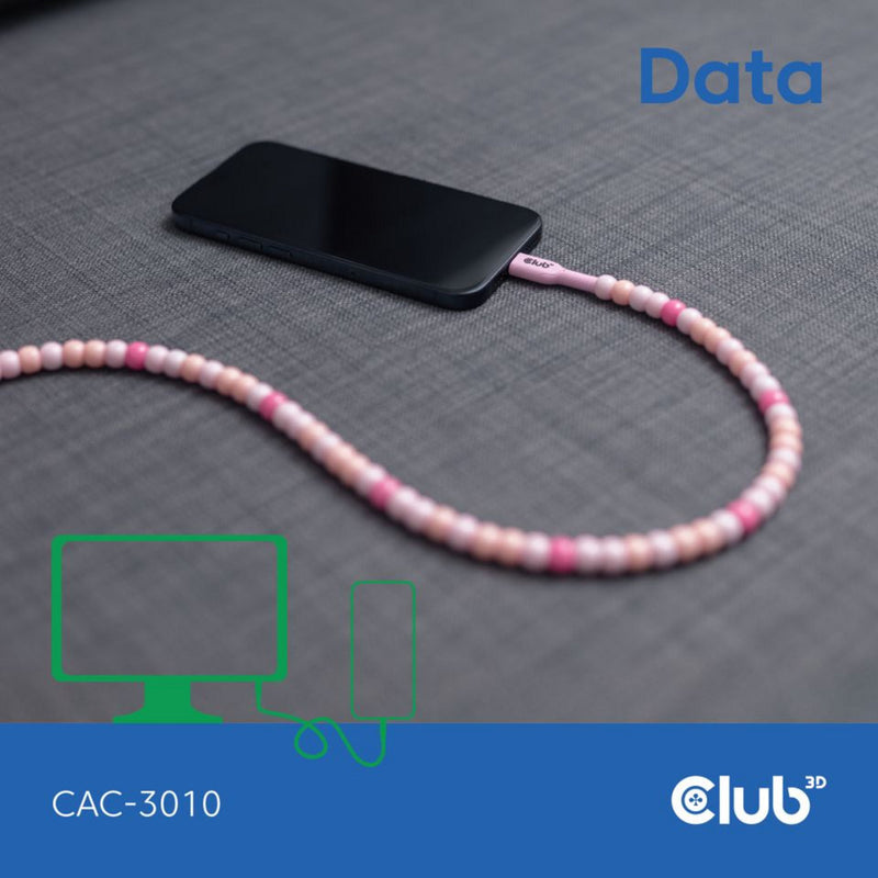 Afbeelding laden in galerijviewer, Club 3d usb-c beaded cable pink, 2 meter kabel (roze)