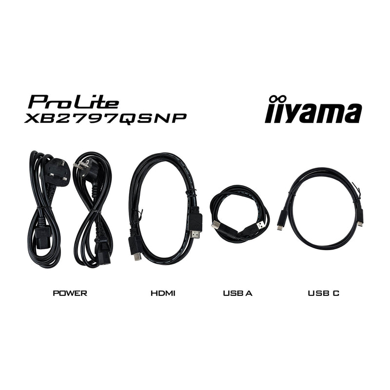 Load image into Gallery viewer, Iiyama prolite xb2797qsnp-b1 27 monitor (zwart, 75 hz, hdmi, displayport, usb-c, lan, audio)