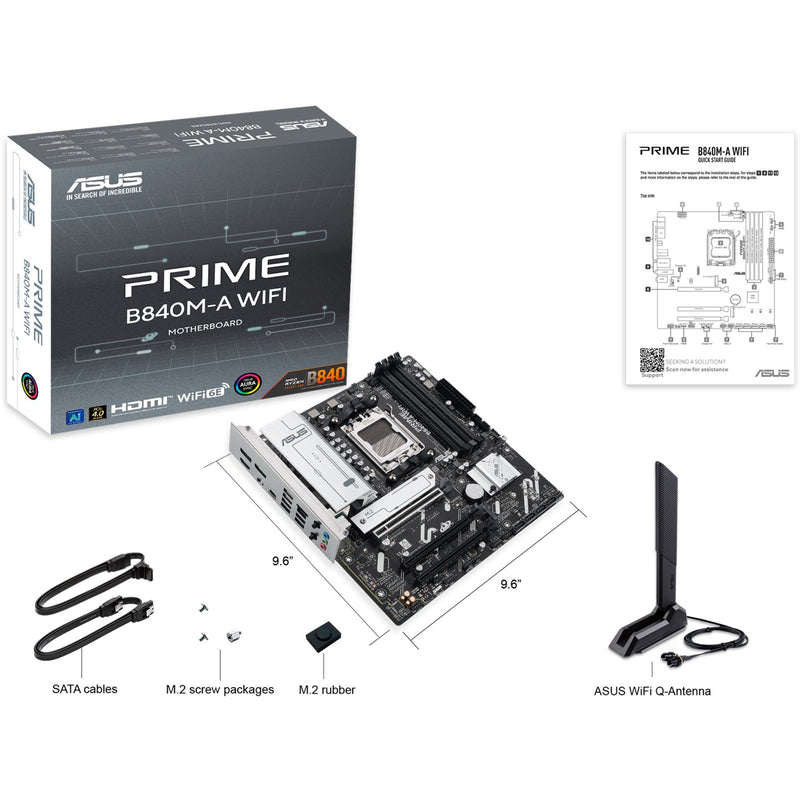 Load image into Gallery viewer, Asus prime b840m-a wifi socket am5 moederbord (2.5 gbe-lan, wi-fi 6e, bt, sound, µatx)