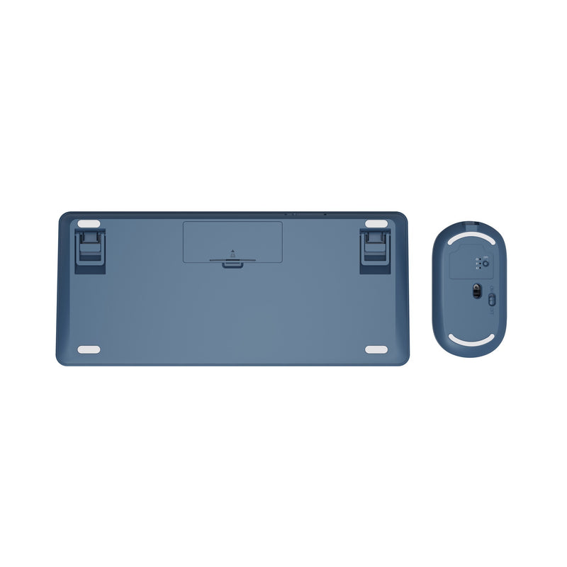 Load image into Gallery viewer, Trust lyra multi-device wireless keyboard mouse, desktopset (blauw, us lay-out, scissor switches, 800 - 1.600 dpi, 2,4 ghz usb, bluetooth, 65%)