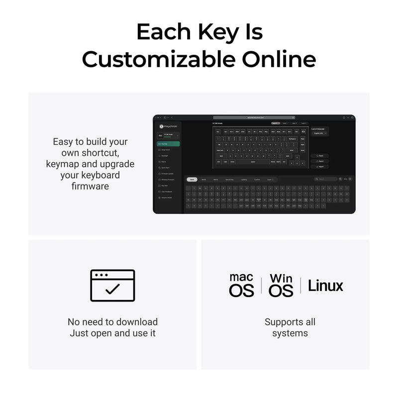 Load image into Gallery viewer, Keychron v1w-d1 8k qmk wired custom mechanical keyboard (zwart, us lay-out (qwerty), super red, 75%, rgb leds, double-shot pbt, hot swap, 8k, knop)