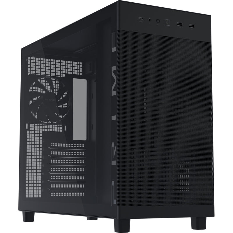 Load image into Gallery viewer, Asus prime ap303 - tempered glass panel midi tower behuizing (zwart | 2x usb-a | 1x usb-c | tempered glass)