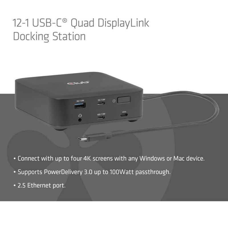 Afbeelding laden in galerijviewer, Club 3d 12-1 usb-c® quad displaylink dockingstation (zwart)