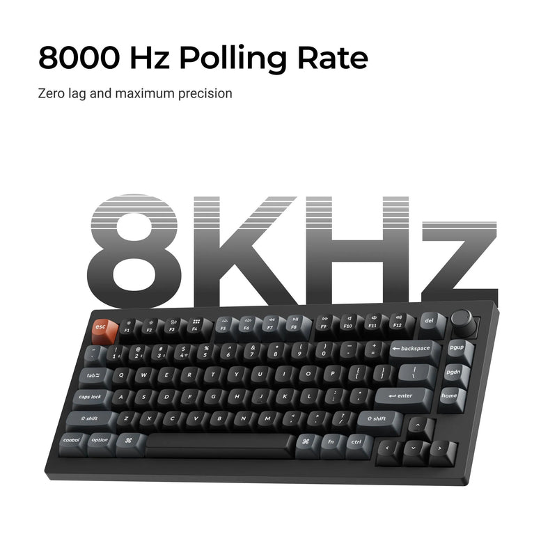 Load image into Gallery viewer, Keychron v1 ultra 8k wireless custom mechanical keyboard (zwart, us lay-out (qwerty), silk pom red, 75%, rgb, hot swap, 2.4 ghz | bluetooth 5.3 | usb-c)