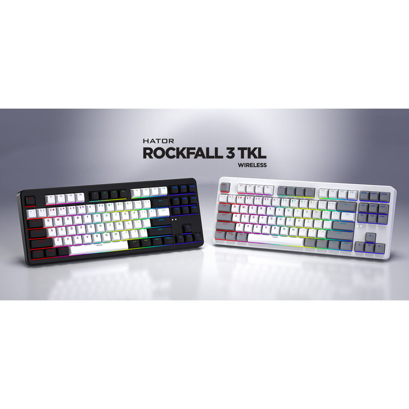 Load image into Gallery viewer, Hator rockfall 3 tkl wireless rgb mechanisch gaming toetsenbord (wit, us lay-out (qwerty), hator aurum orange, 80% (tkl), rgb, pbt keycaps, hotswap, 2.4 ghz bluetooth usb-c)