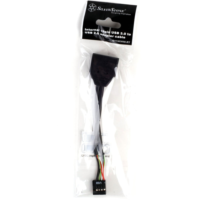 Load image into Gallery viewer, Silverstone g11303050-rt, usb 2.0 (intern) 9pin > usb 3.0 (intern) 19pin adapter (zwart)