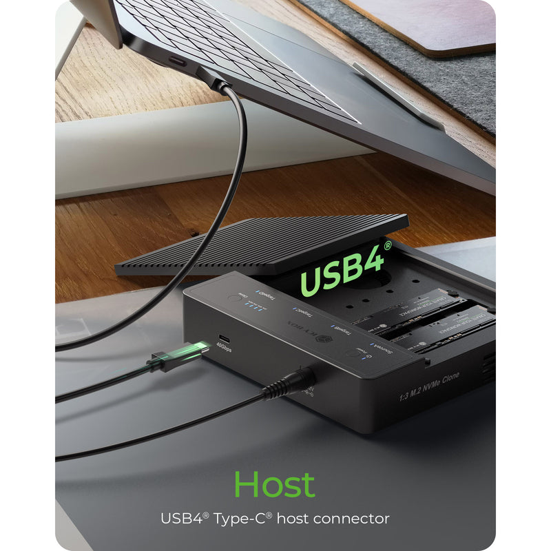 Load image into Gallery viewer, Icy box ib-4013mcl-c4 4-bays usb4® duplicator (1:3 klonen) dockingstation (zwart)