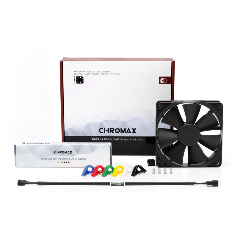 Load image into Gallery viewer, Noctua nf-f12 pwm chromax.black.swap case fan (zwart, 120 x 120 x 25 mm)