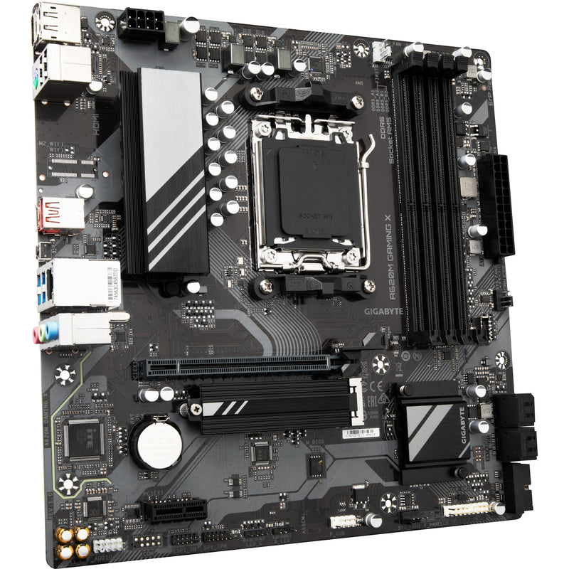 Load image into Gallery viewer, Gigabyte a620m gaming x (rev. 1.0) socket am5 moederbord (zwart grijs, raid, gb-lan, sound, µatx)