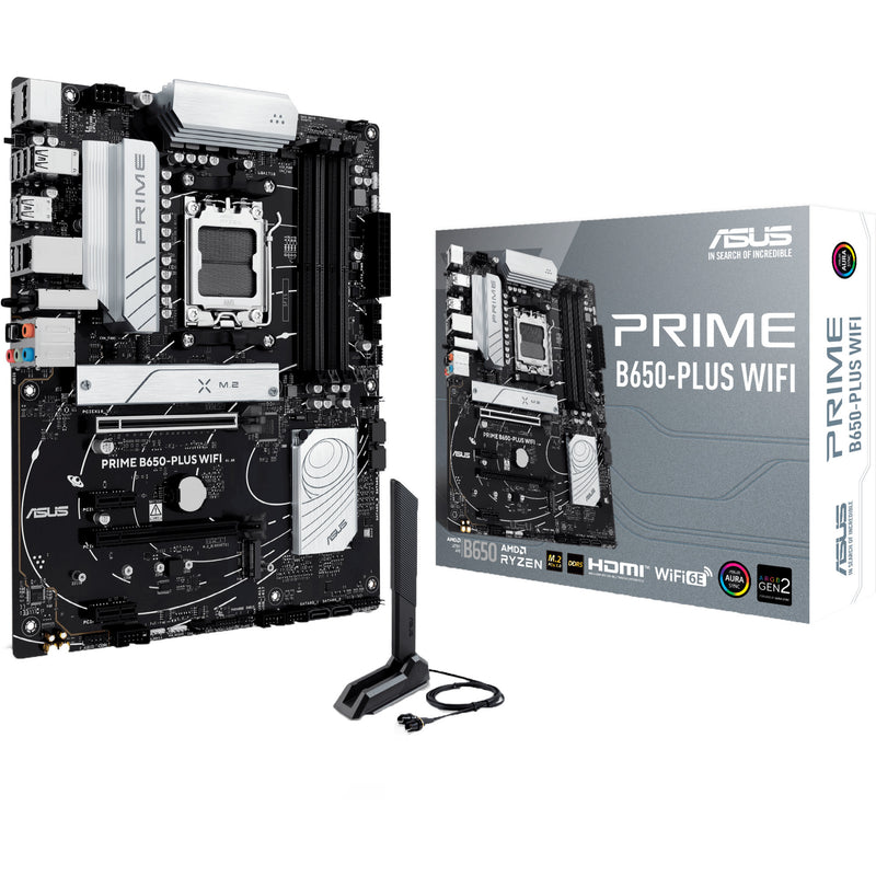 Load image into Gallery viewer, Asus prime b650-plus wifi socket am5 moederbord (zwart zilver, raid, 2.5gb-lan, wi-fi 6e, bt 5.3, sound, atx)