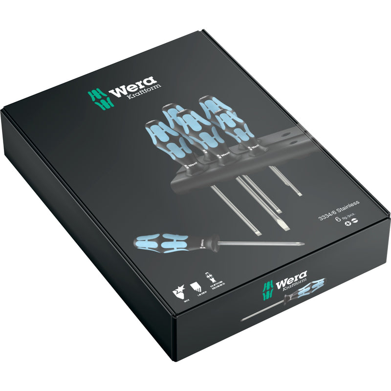 Load image into Gallery viewer, Wera 3334 6 schroevendraaier-set, rvs + houder, 6‑delig (zwart blauw)