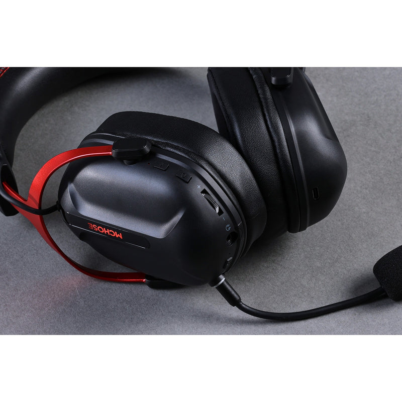 Afbeelding laden in galerijviewer, Mchose s9 pro wireless over-ear gaming headset (zwart rood, pc laptop playstation switch smartphone, 2.4g bluetooth wired type-c )