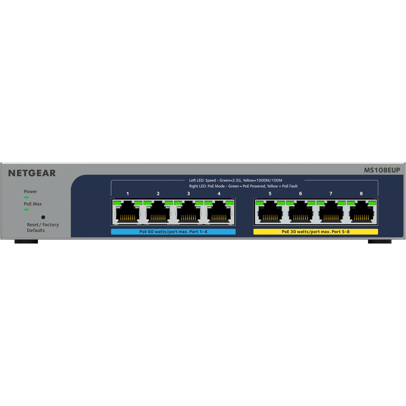 Load image into Gallery viewer, Netgear 8-port multi-gigabit (2.5g) ultra60 poe++ ethernet plus switch ms108eup (grijs)