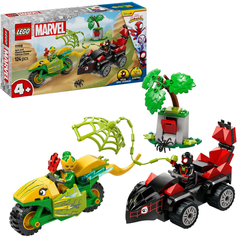 Load image into Gallery viewer, Lego spidey 11198 spin en electro achtervolging met dinosaurusvoertuigen