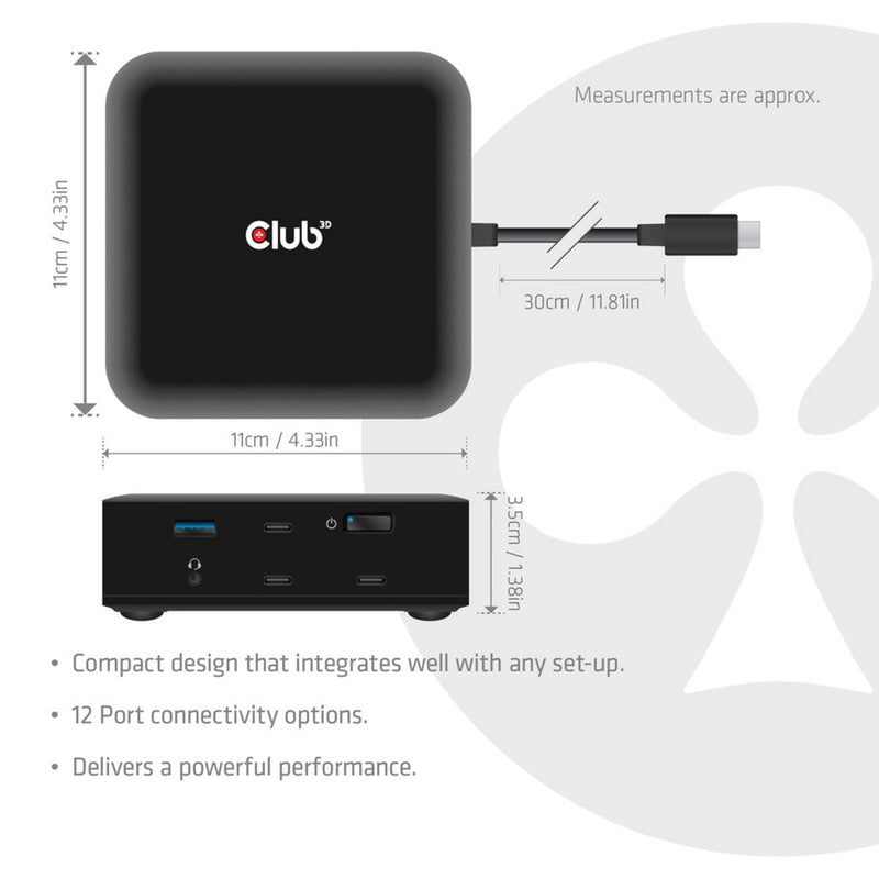 Afbeelding laden in galerijviewer, Club 3d 12-1 usb-c® quad displaylink dockingstation (zwart)