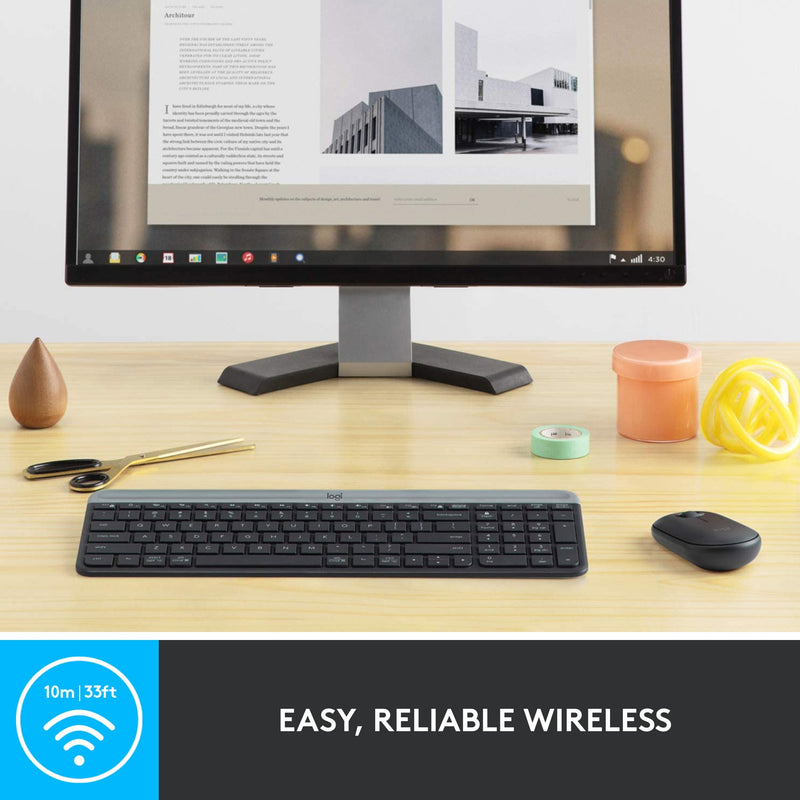 Load image into Gallery viewer, Logitech mk470 slim wireless keyboard and mouse combo , desktopset (zwart, us-international, scissor switches, 1000 dpi)