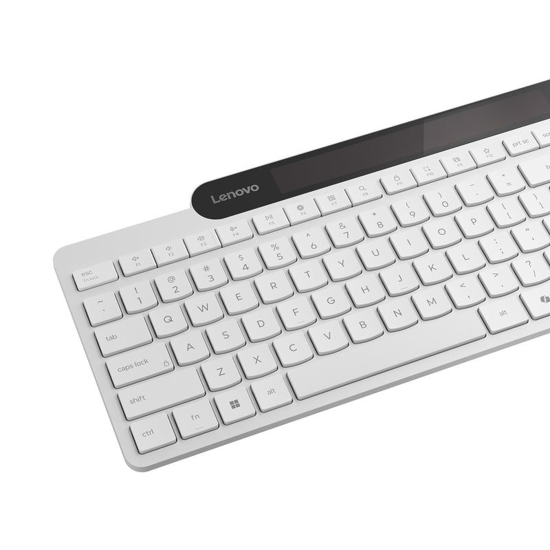Afbeelding laden in galerijviewer, Lenovo 800 self-charging bluetooth keyboard (wit, us lay-out (qwerty), plunger, 100%, plunger switch, bluetooth 5.1, usb-c)