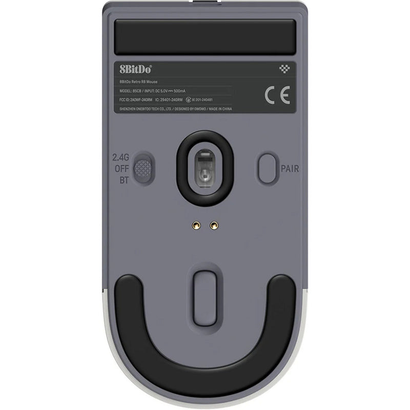 Afbeelding laden in galerijviewer, 8bitdo retro r8 mouse - n edition (grijs rood, 50 - 26000 dpi, bluetooth usb-c 2.4 ghz)