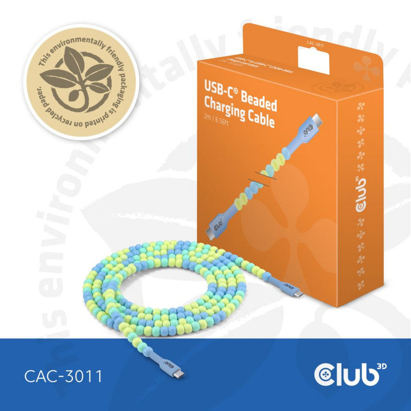 Afbeelding laden in galerijviewer, Club 3d usb-c beaded cable blue, 2 meter kabel (blauw)