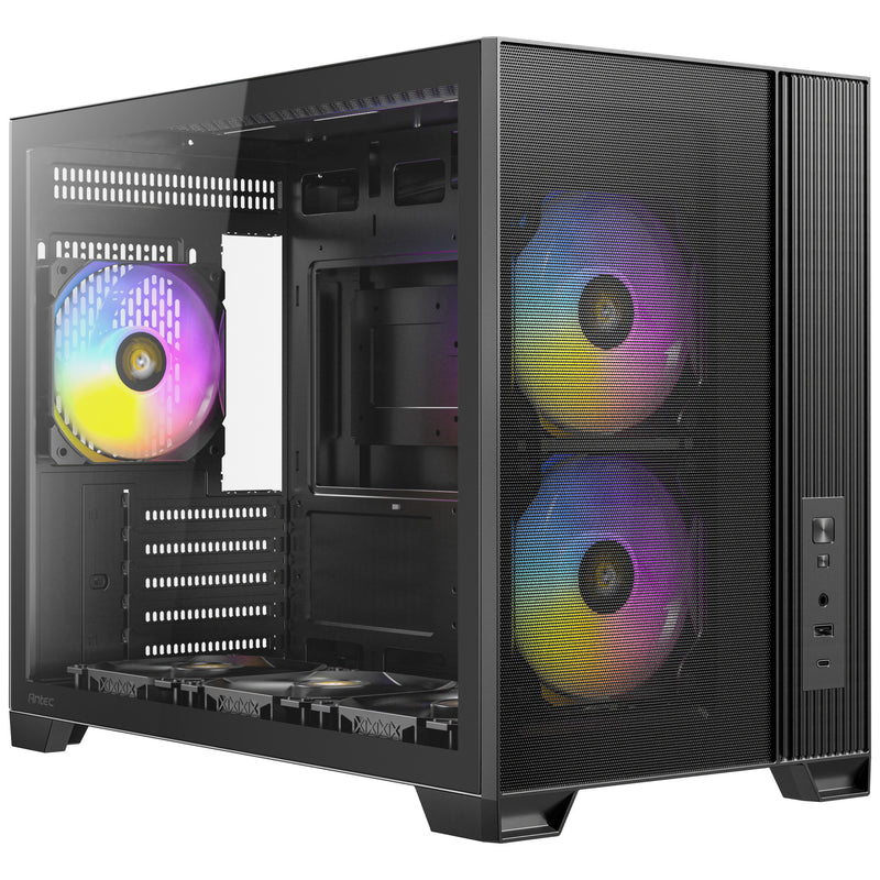 Load image into Gallery viewer, Antec flux m mini tower behuizing (zwart | 1x usb-a | 1x usb-c | tempered glass)