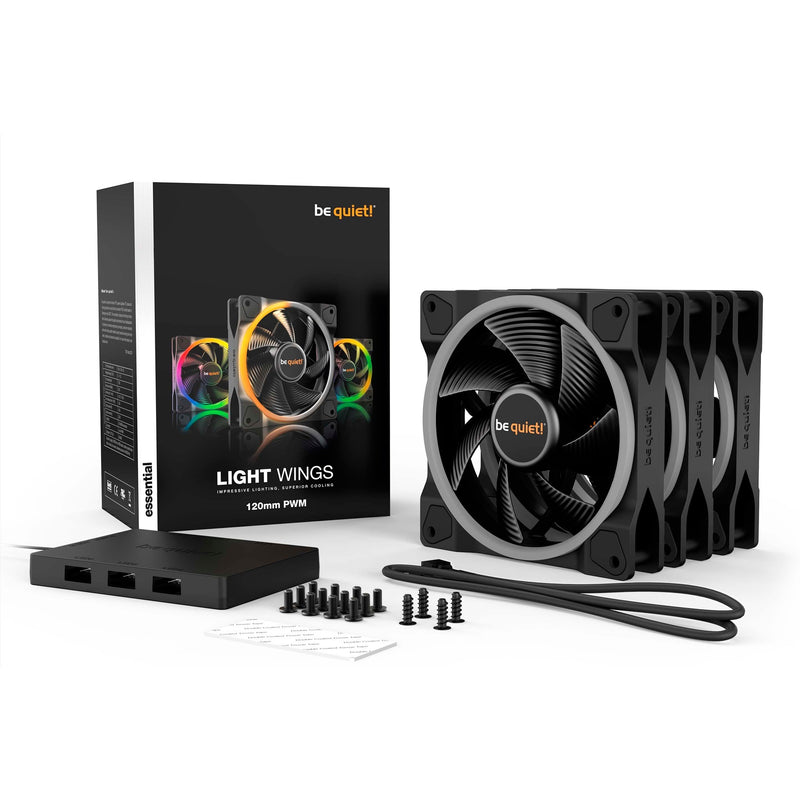 Load image into Gallery viewer, Be quiet! light wings pwm rgb case fans (zwart, 3 stuks, 120 x 120 x 25 mm)