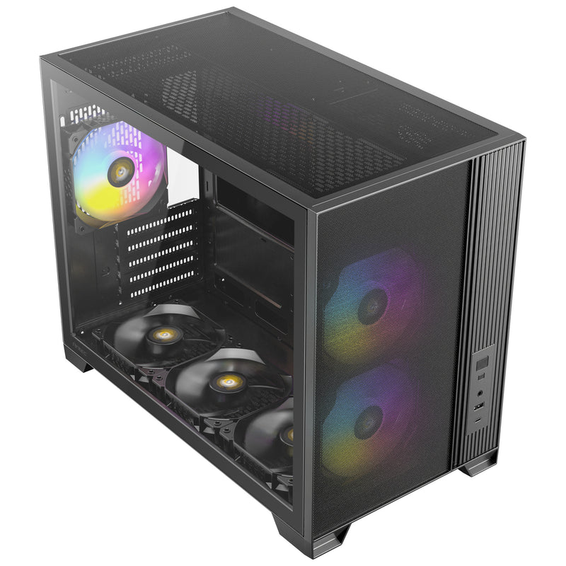 Load image into Gallery viewer, Antec flux m mini tower behuizing (zwart | 1x usb-a | 1x usb-c | tempered glass)